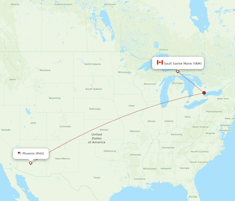 PHX-YAM flight routes