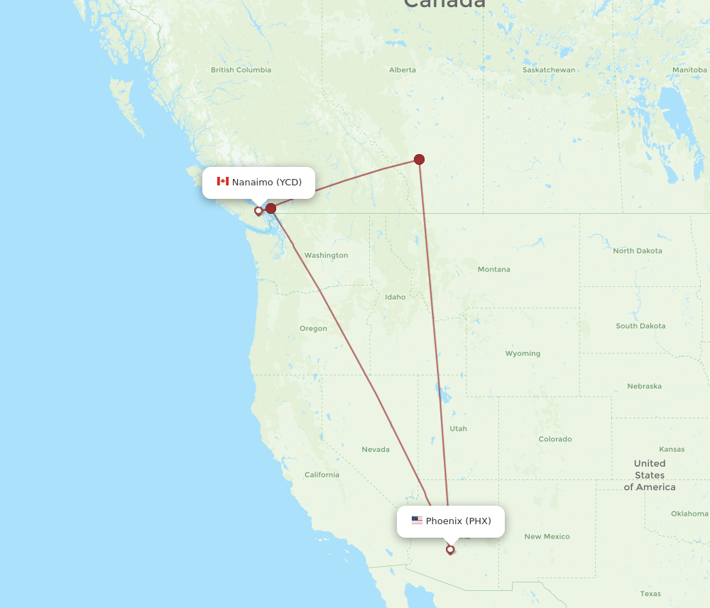 PHX-YCD flight routes