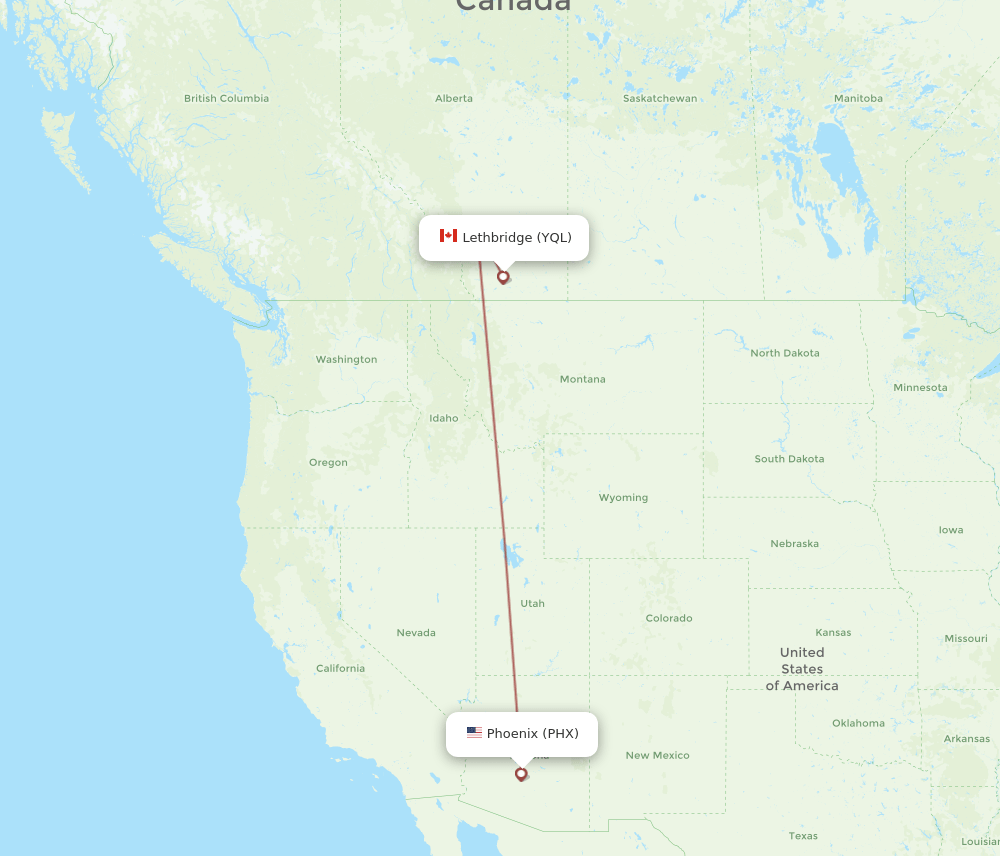 PHX-YQL flight routes