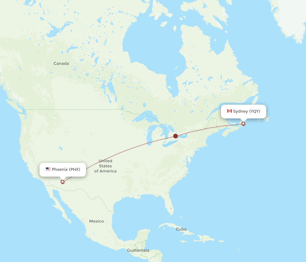 PHX-YQY flight routes