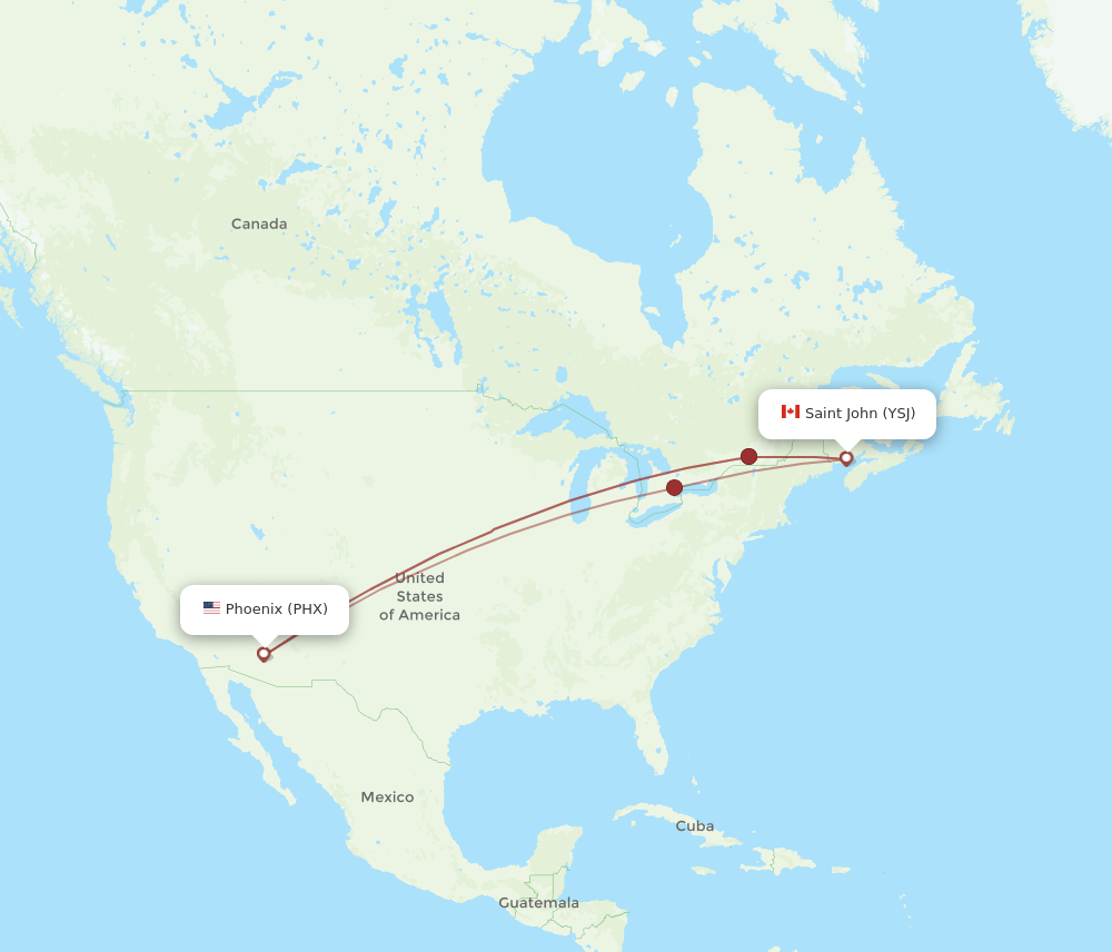 PHX-YSJ flight routes