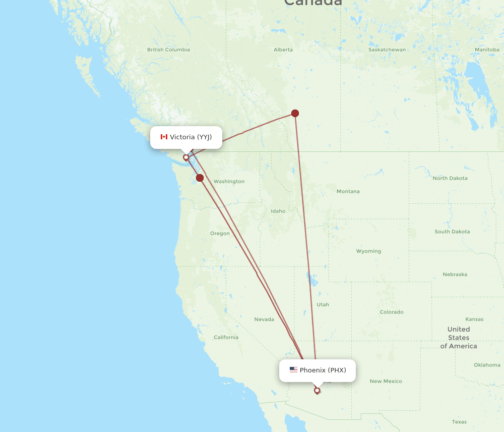 PHX-YYJ flight routes