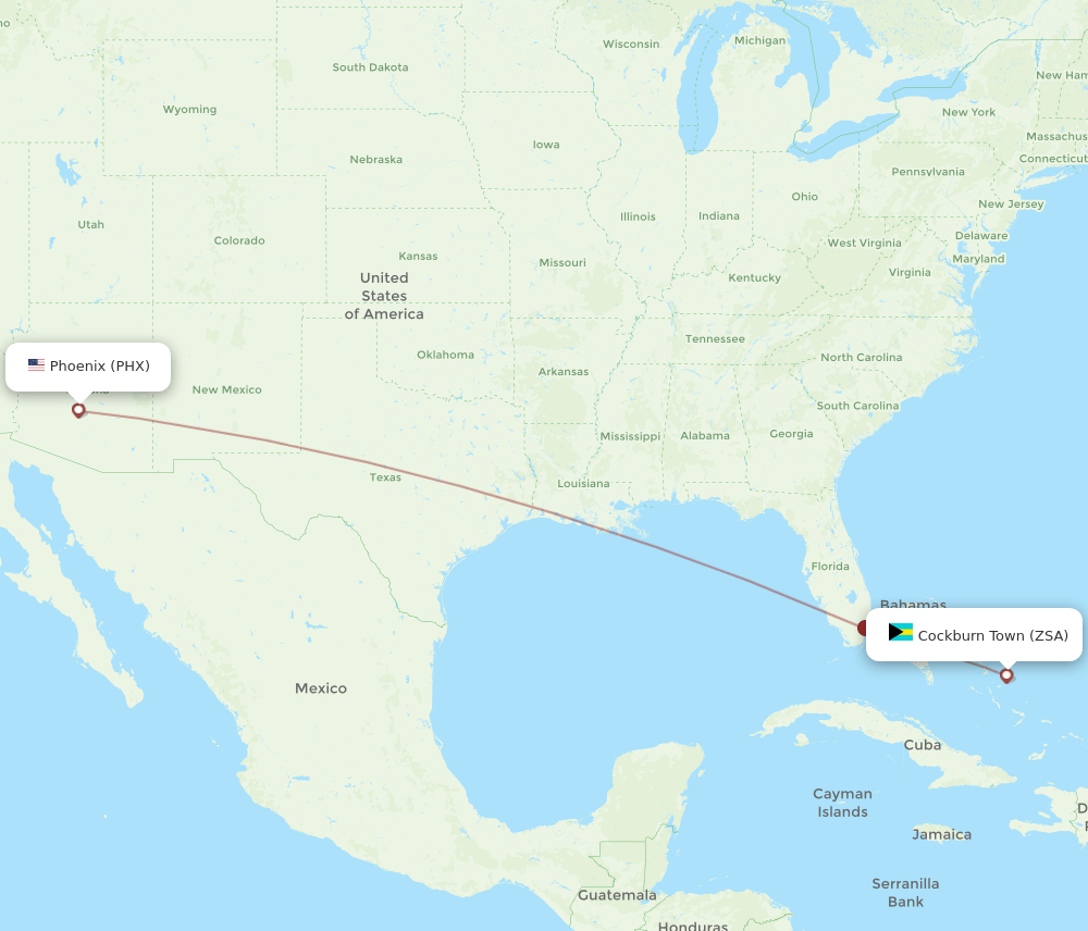 PHX-ZSA flight routes