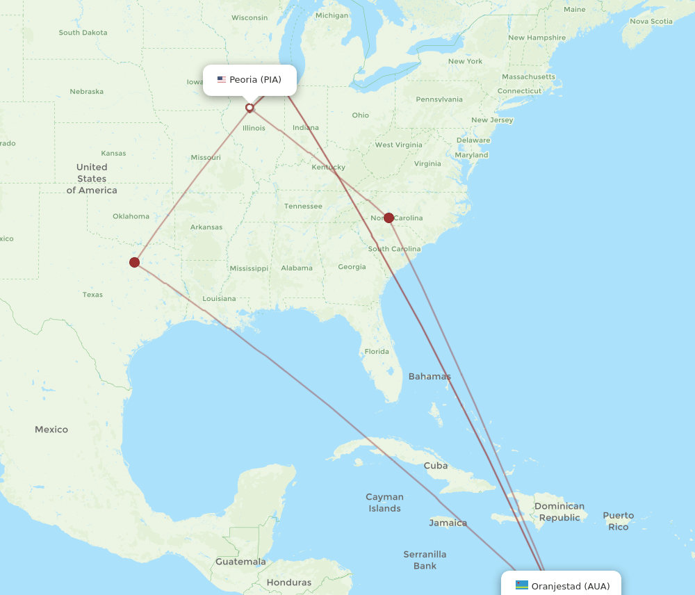 PIA-AUA flight routes