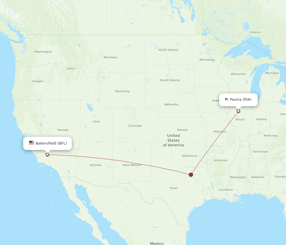 PIA-BFL flight routes