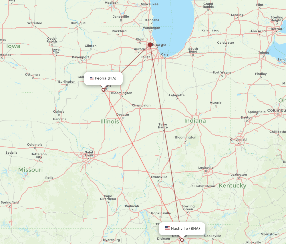 PIA-BNA flight routes