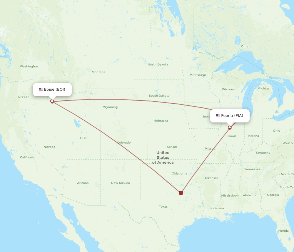 PIA-BOI flight routes