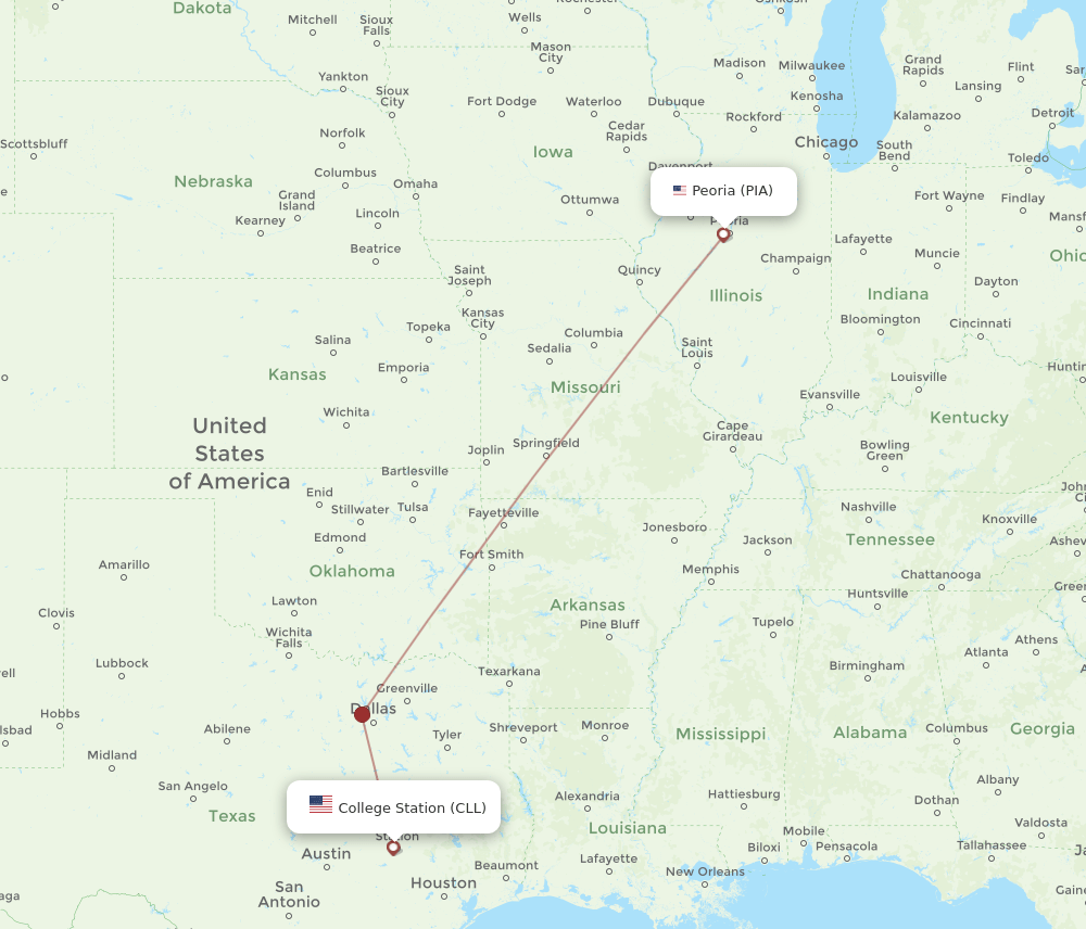 PIA-CLL flight routes