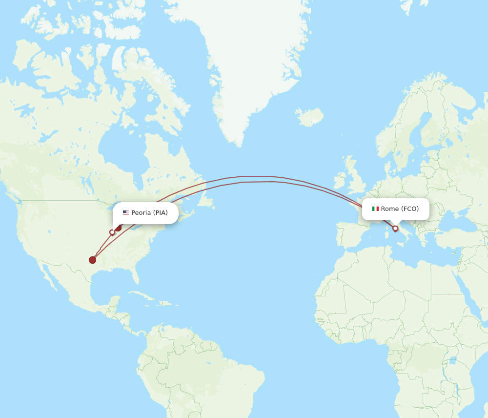 PIA-FCO flight routes