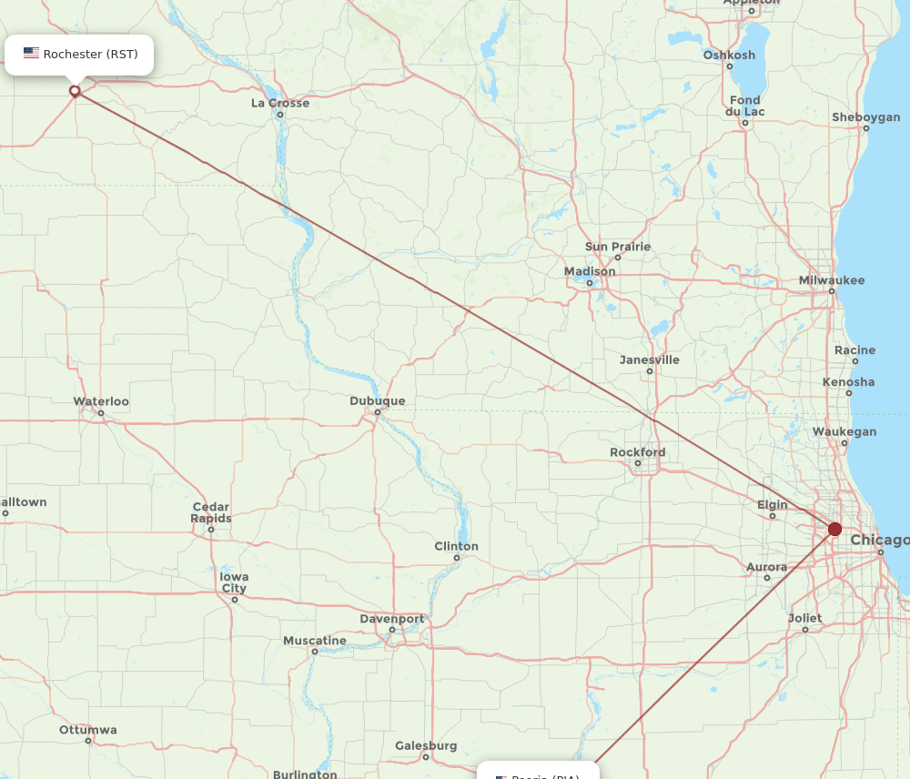 PIA-RST flight routes