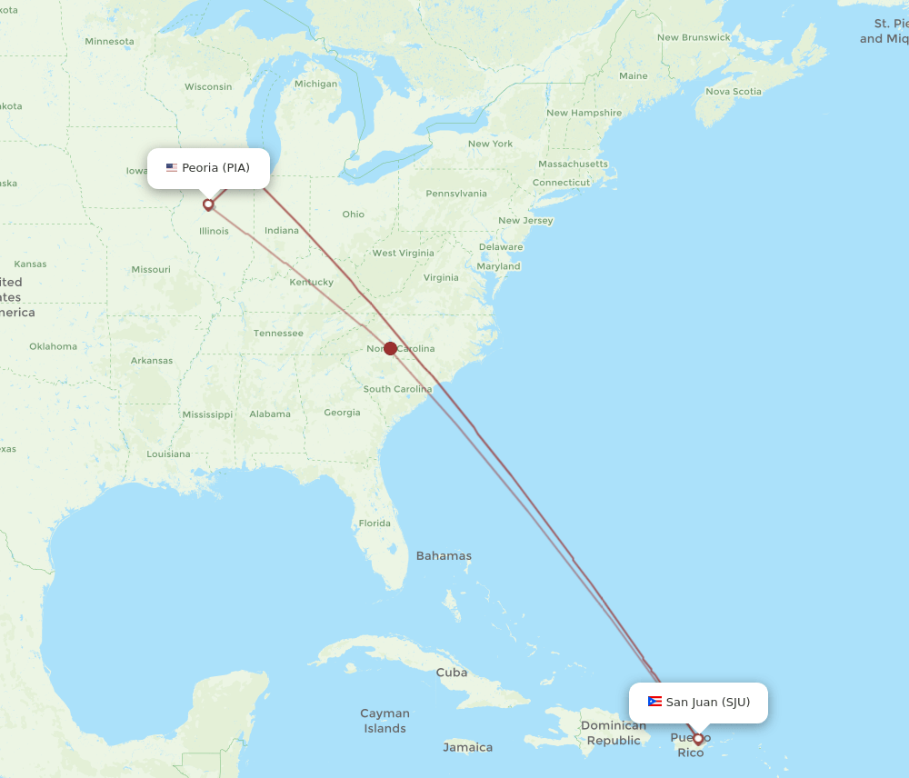 PIA-SJU flight routes