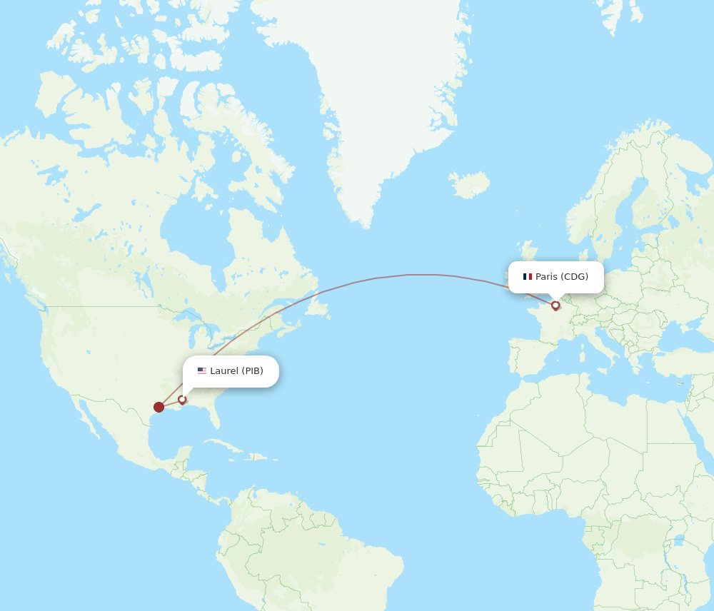 Paris - Laurel route map and flight paths