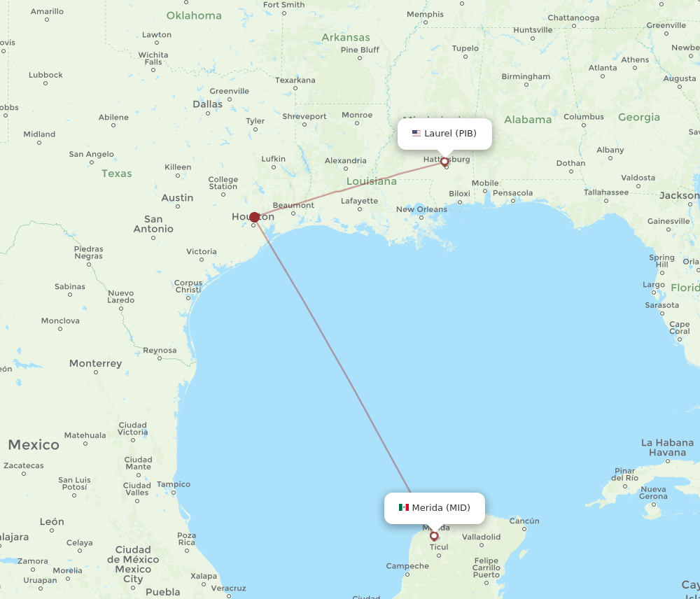 Merida - Laurel route map and flight paths