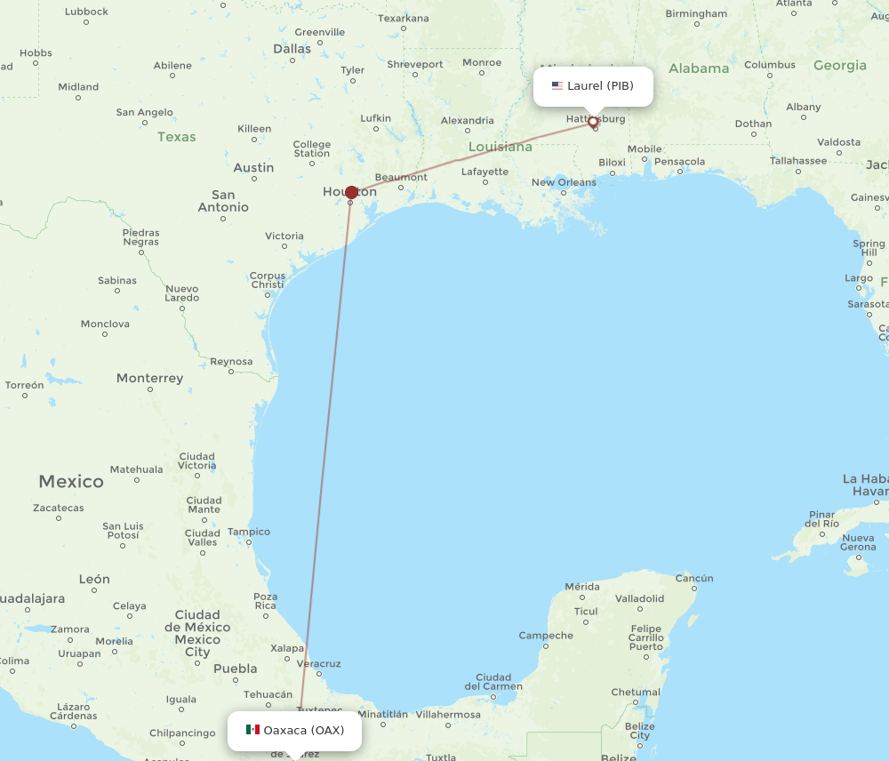 Oaxaca - Laurel route map and flight paths
