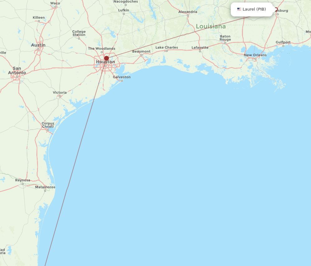 Tampico - Laurel route map and flight paths