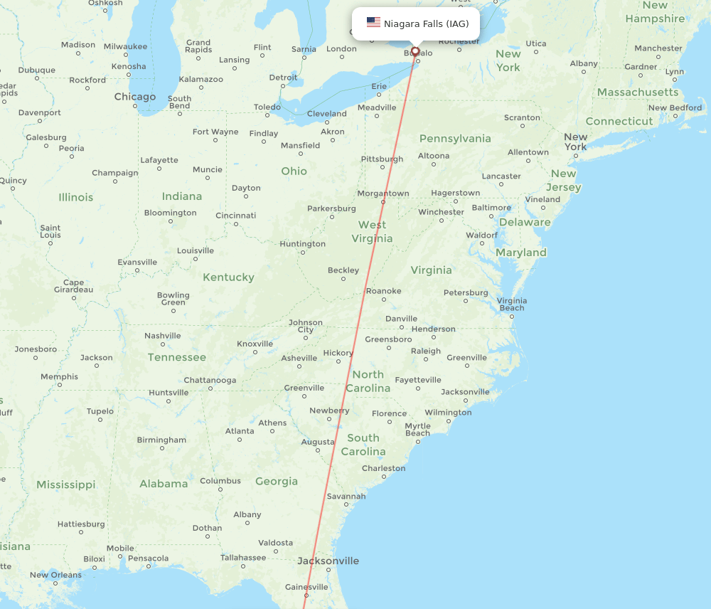 PIE to IAG flights and routes map
