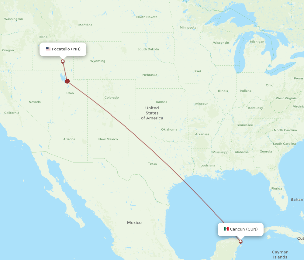 PIH-CUN flight routes