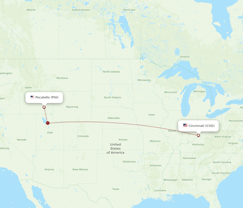 PIH-CVG flight routes