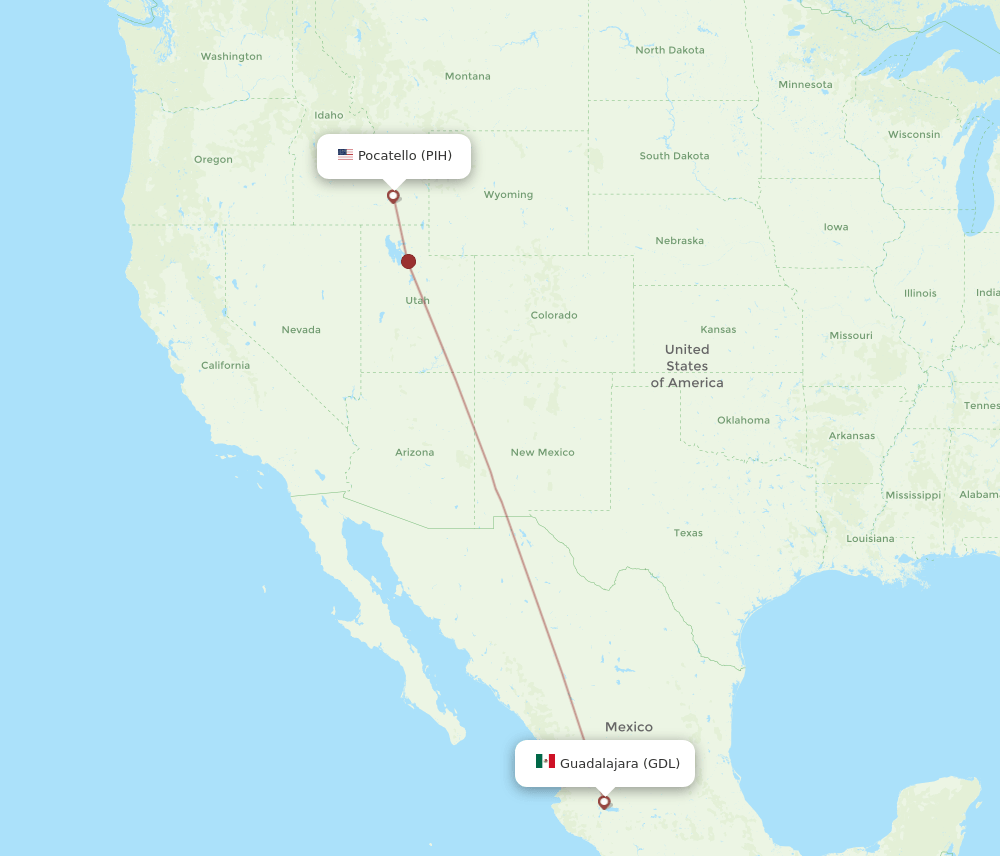 PIH-GDL flight routes