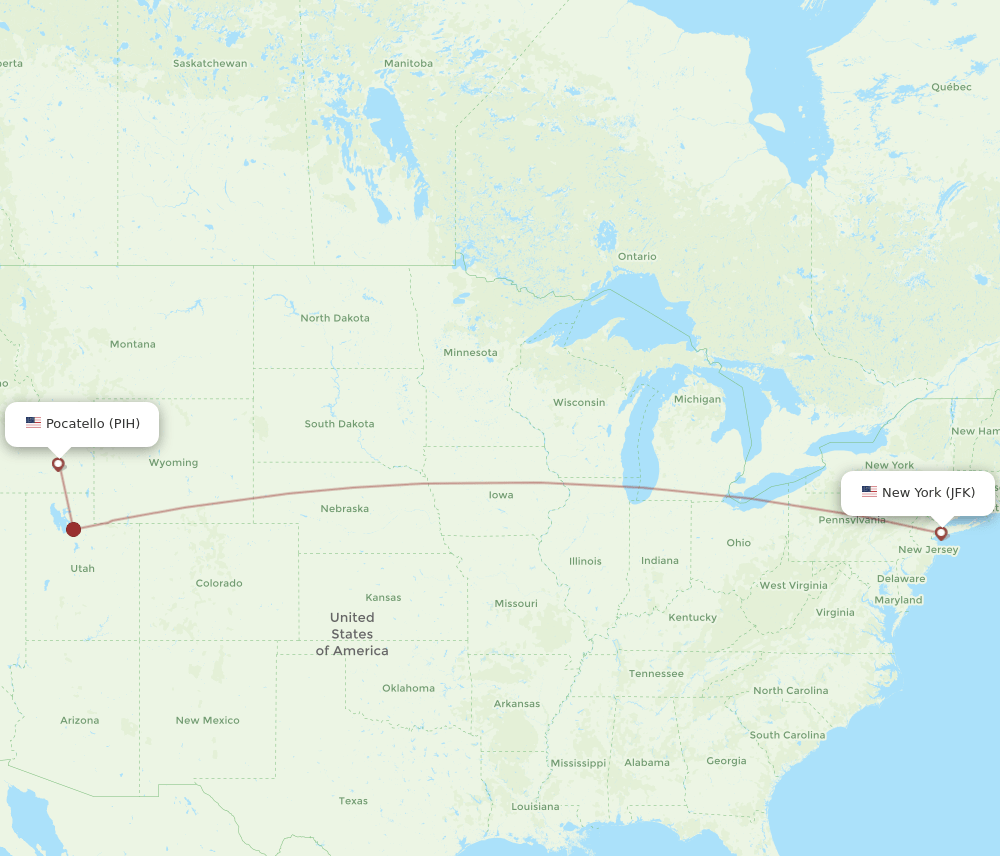 PIH-JFK flight routes