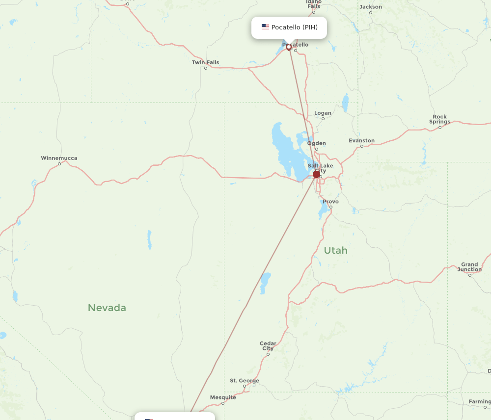 PIH to LAS flights and routes map