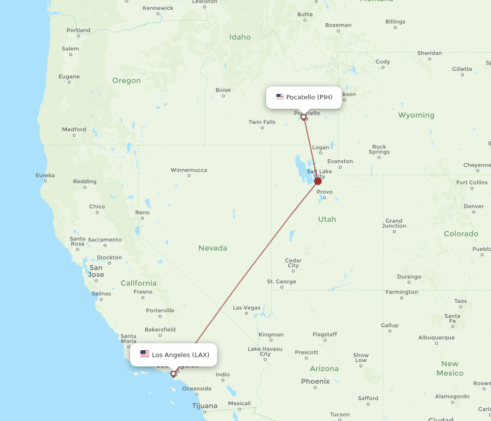 PIH-LAX flight routes