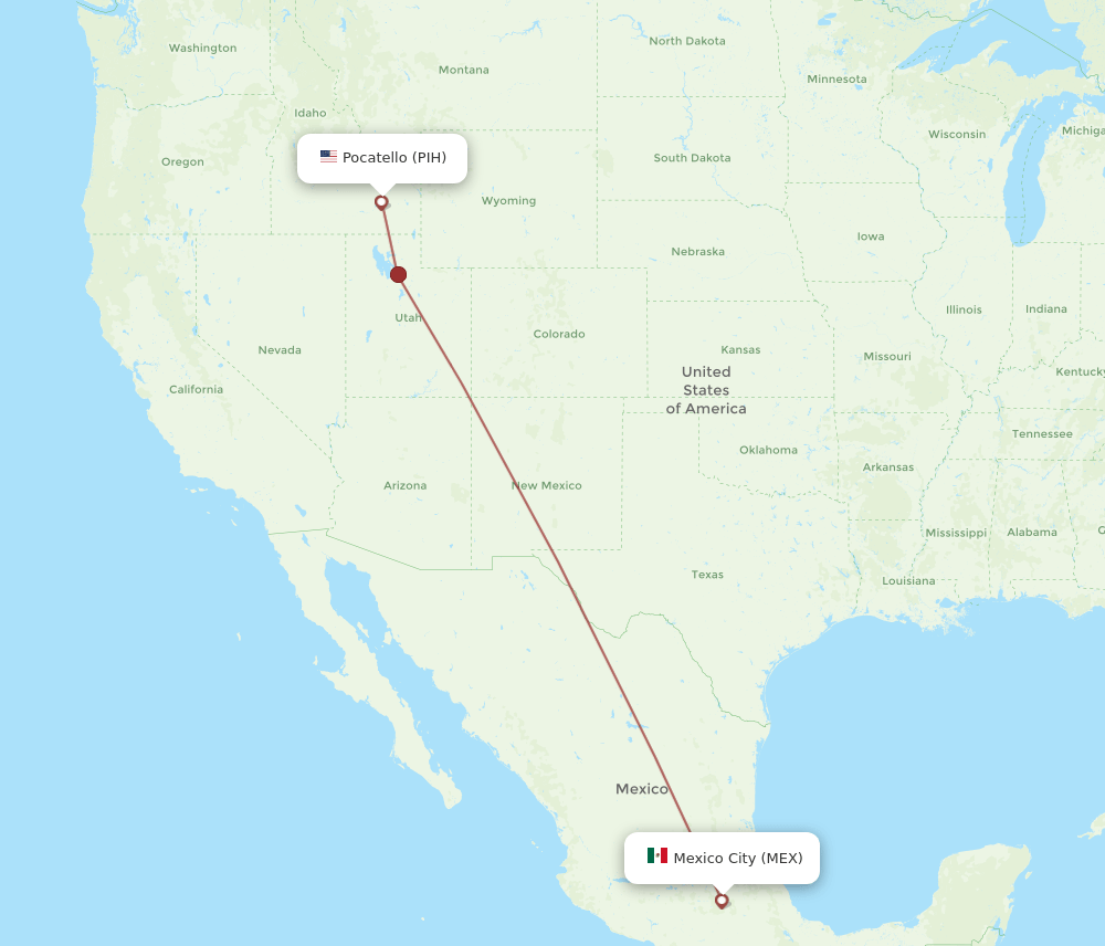 PIH-MEX flight routes