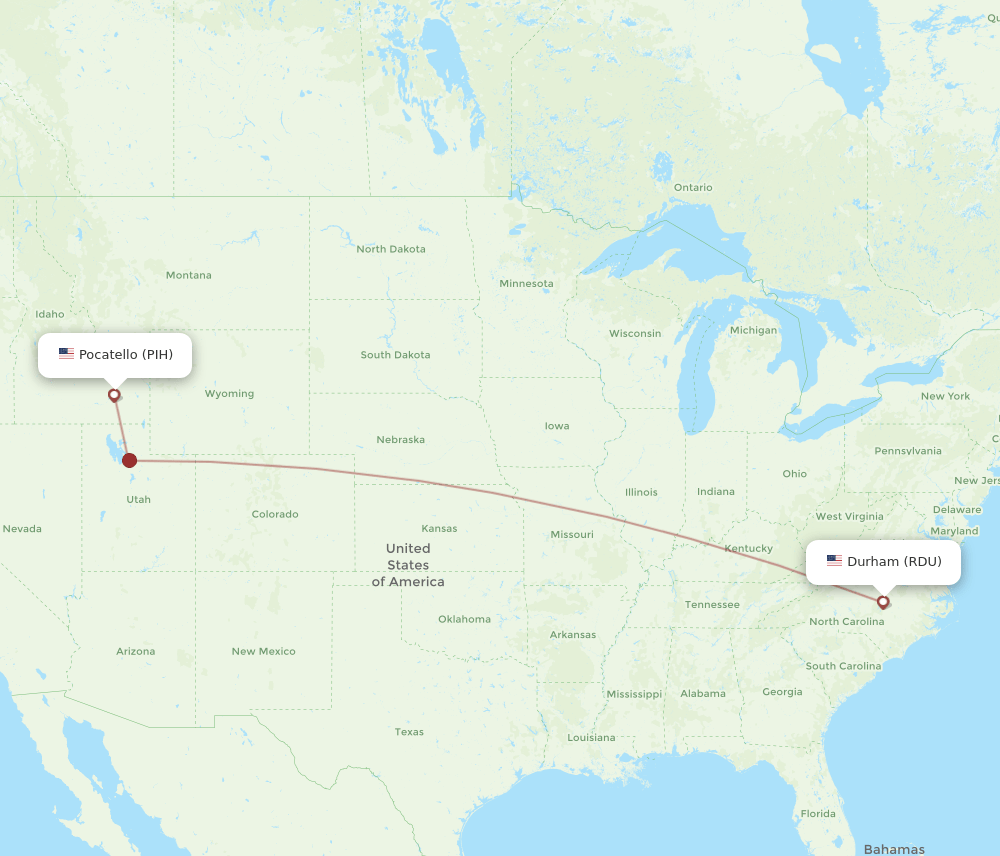 PIH-RDU flight routes