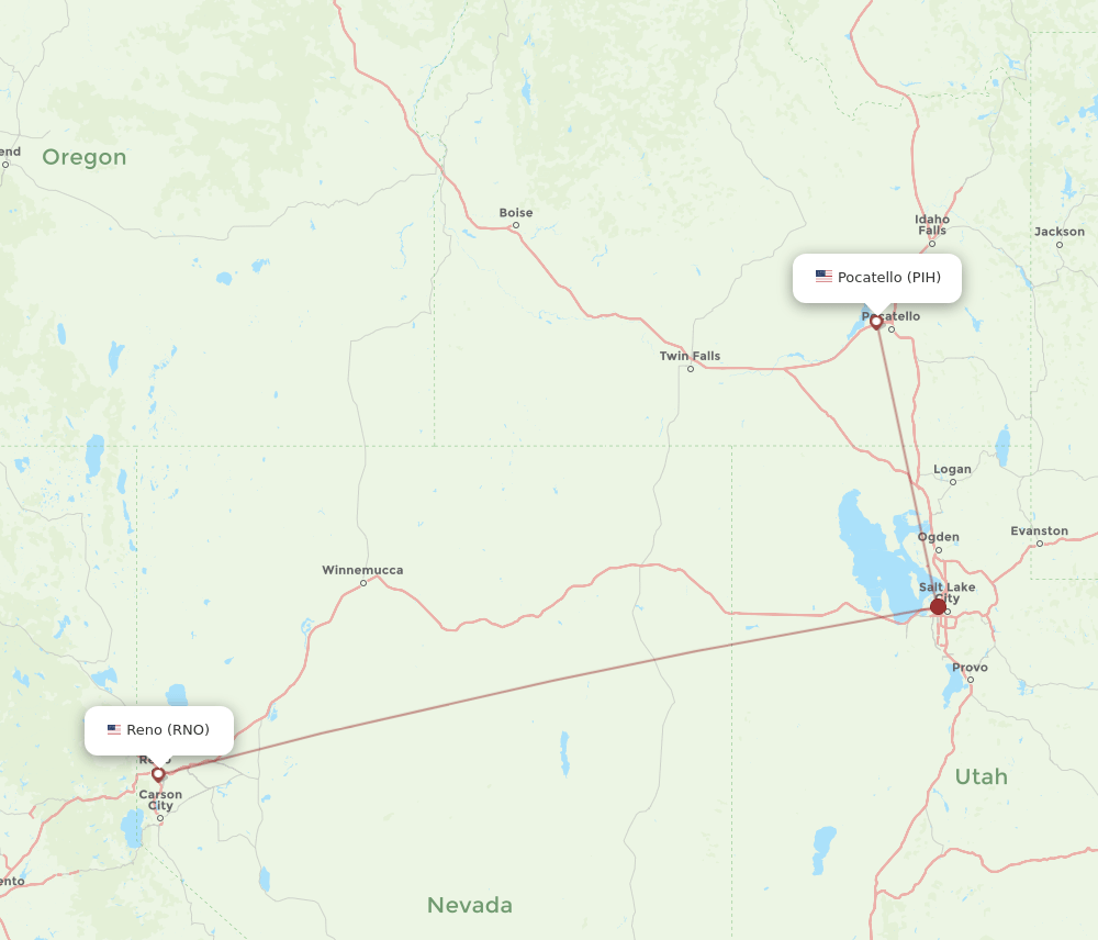 PIH-RNO flight routes