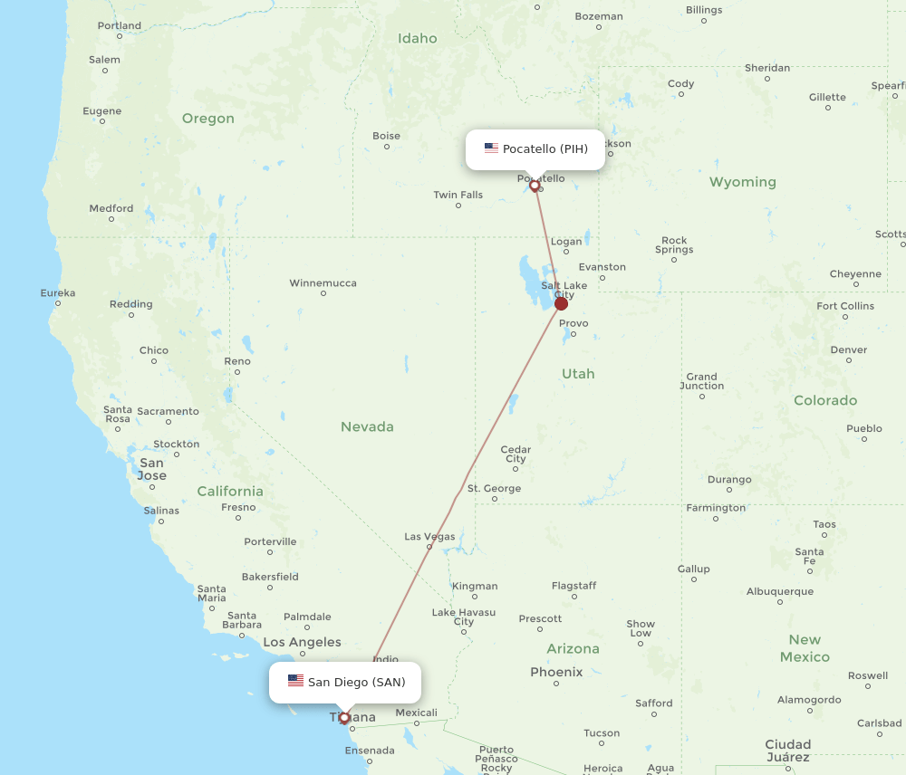 PIH-SAN flight routes