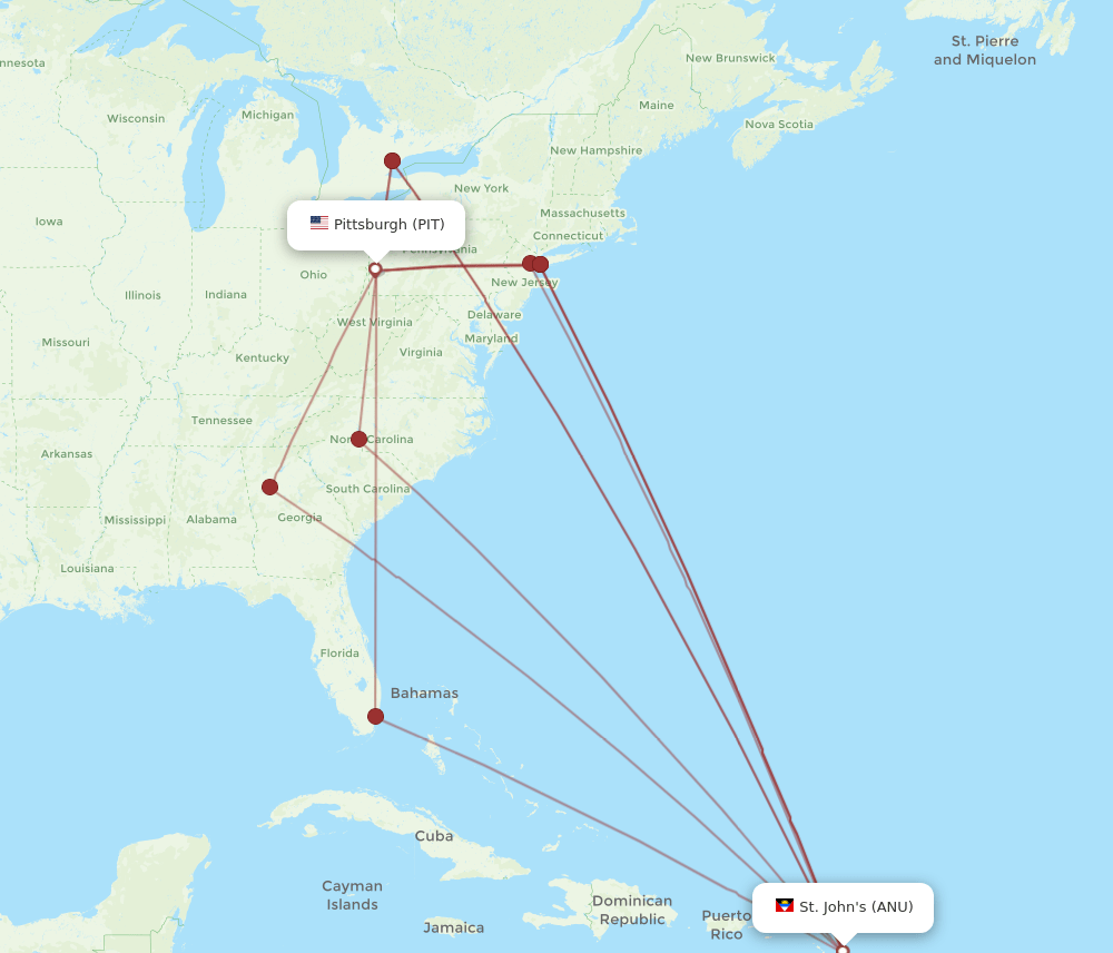 PIT-ANU flight routes