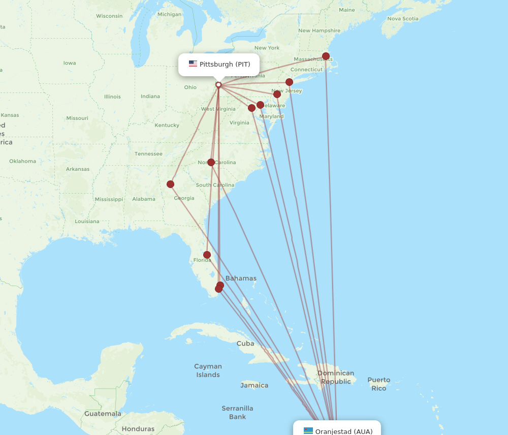 PIT-AUA flight routes