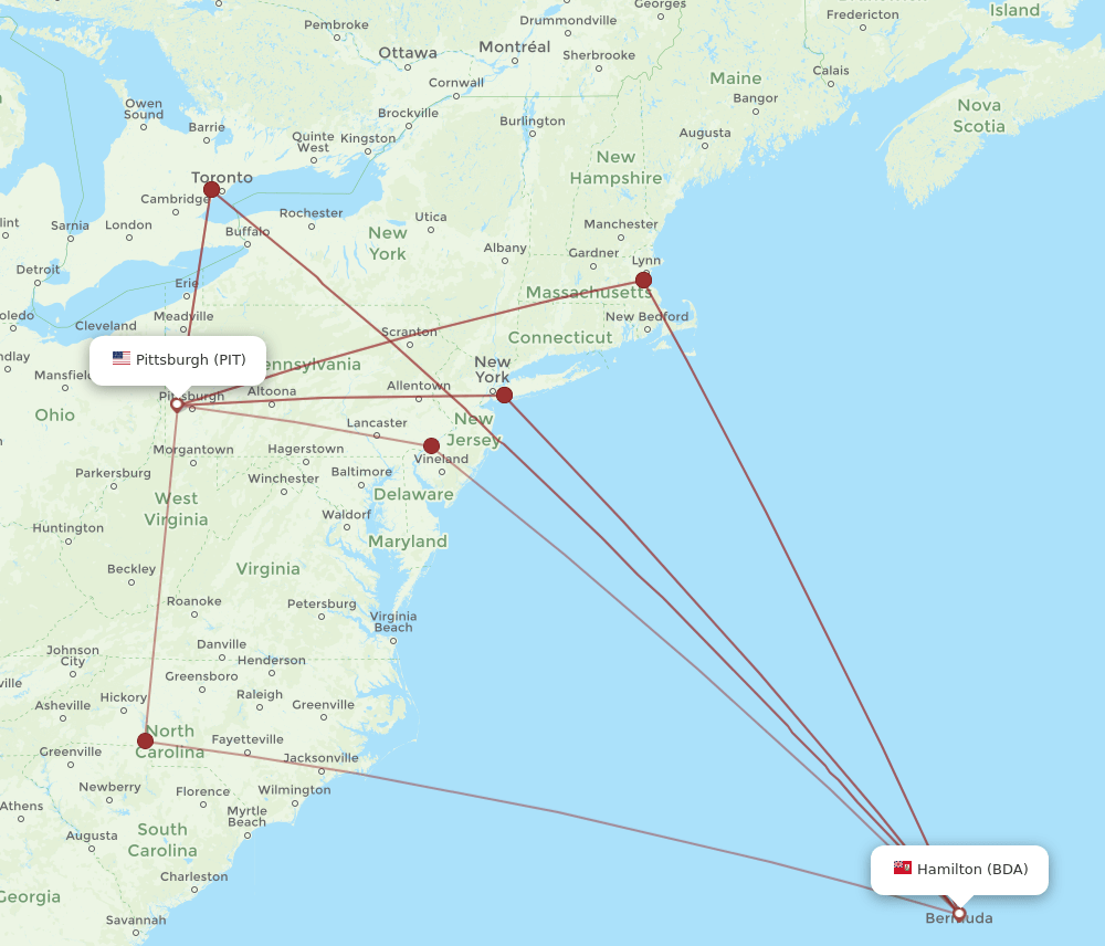 PIT-BDA flight routes