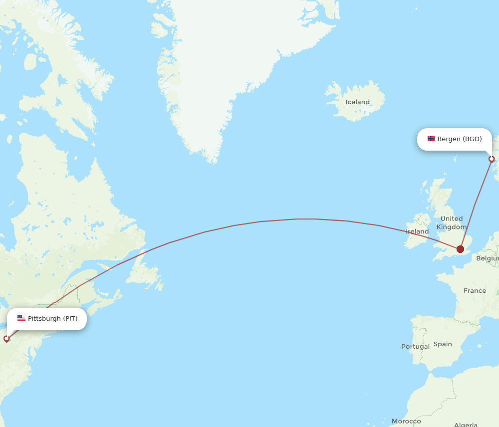 PIT-BGO flight routes