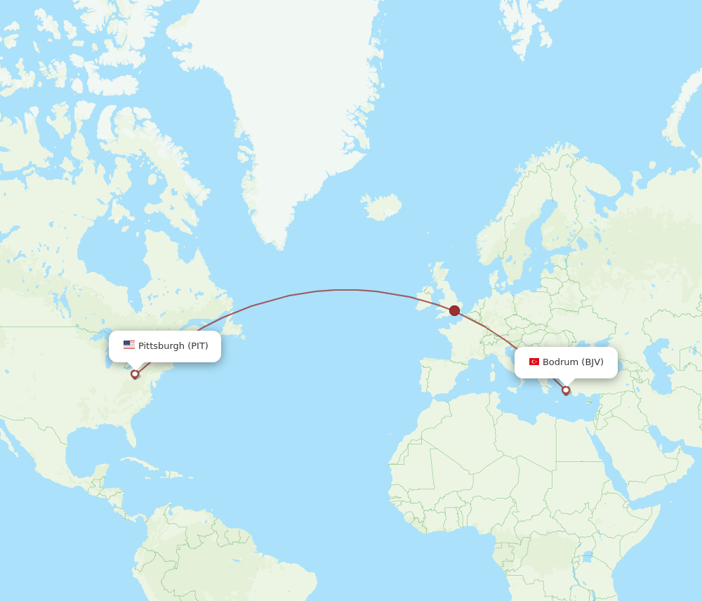 PIT-BJV flight routes