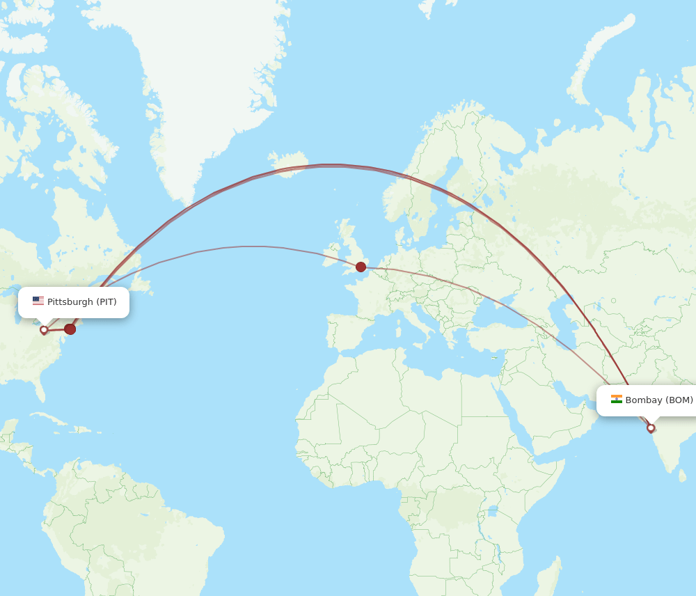 PIT-BOM flight routes