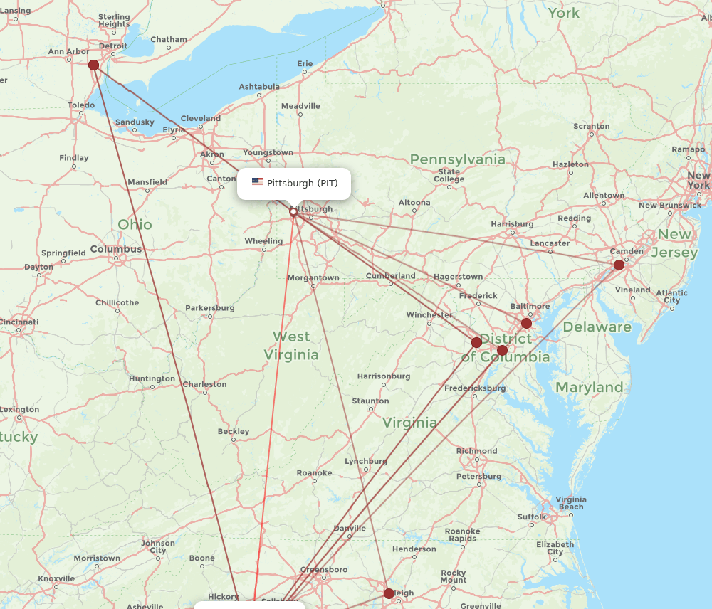 PIT-CLT flight routes