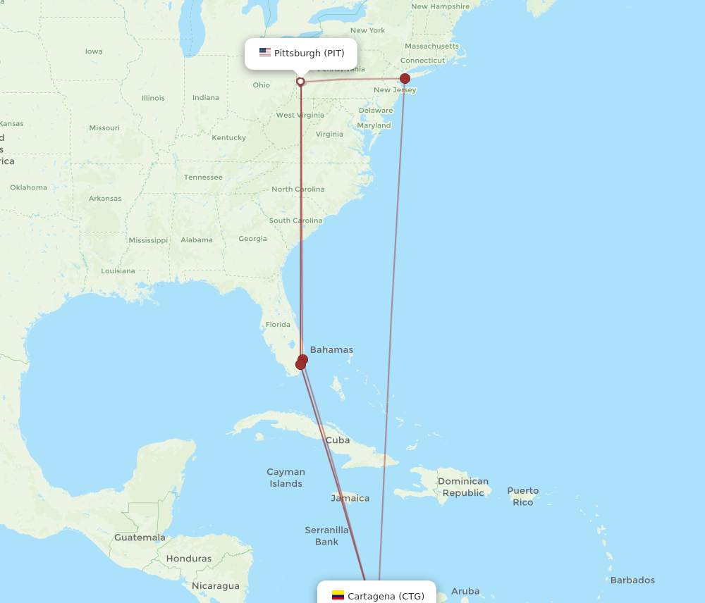 PIT-CTG flight routes
