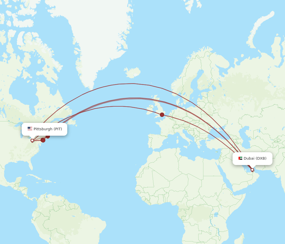 PIT-DXB flight routes