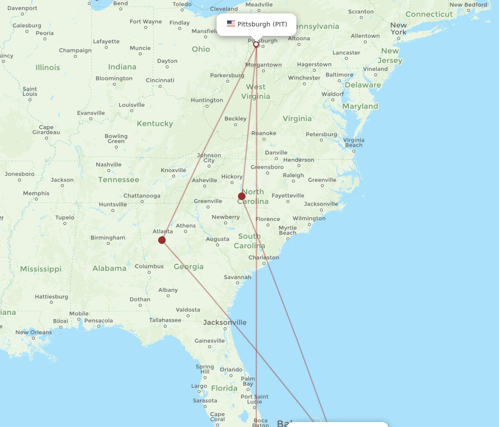 PIT-ELH flight routes