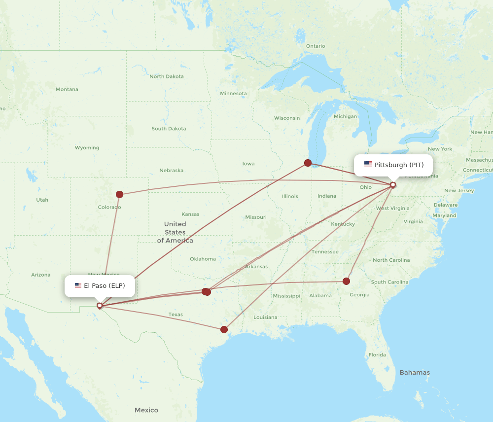 PIT-ELP flight routes