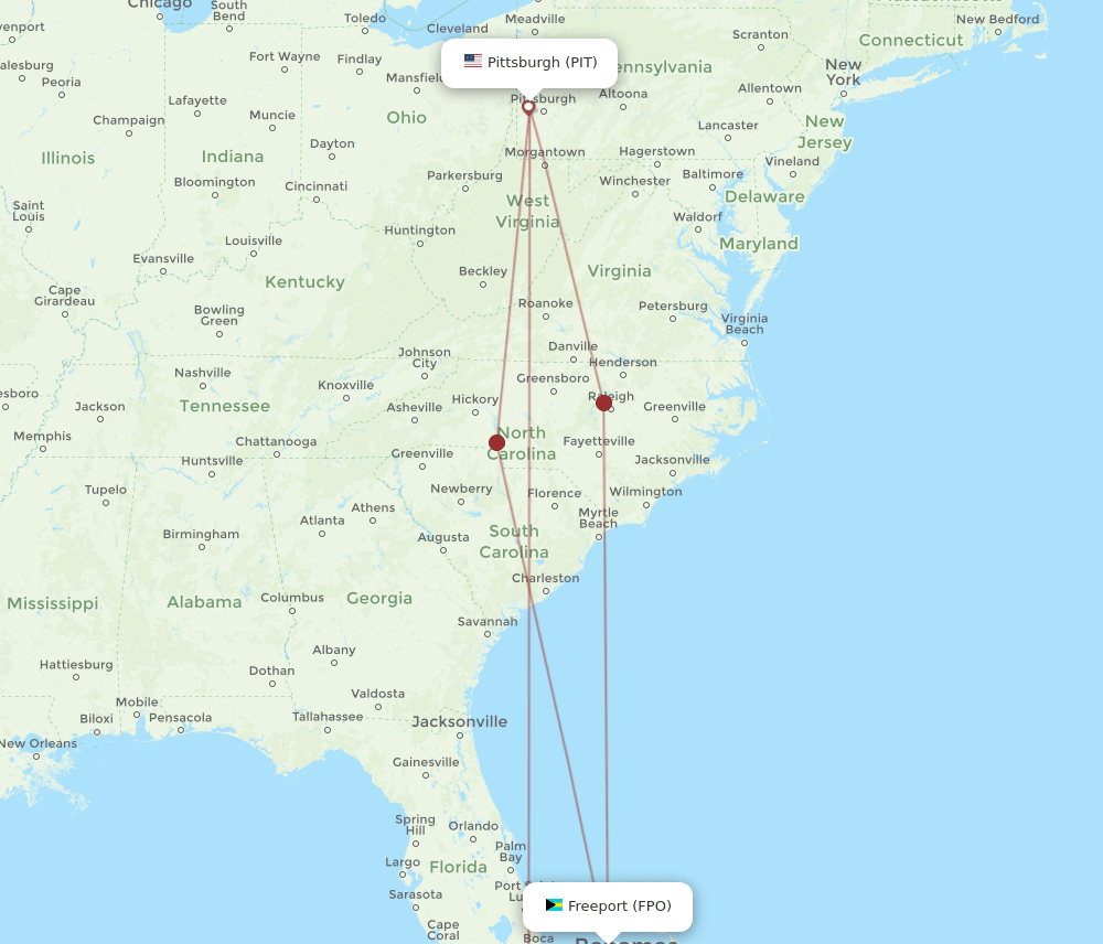PIT-FPO flight routes