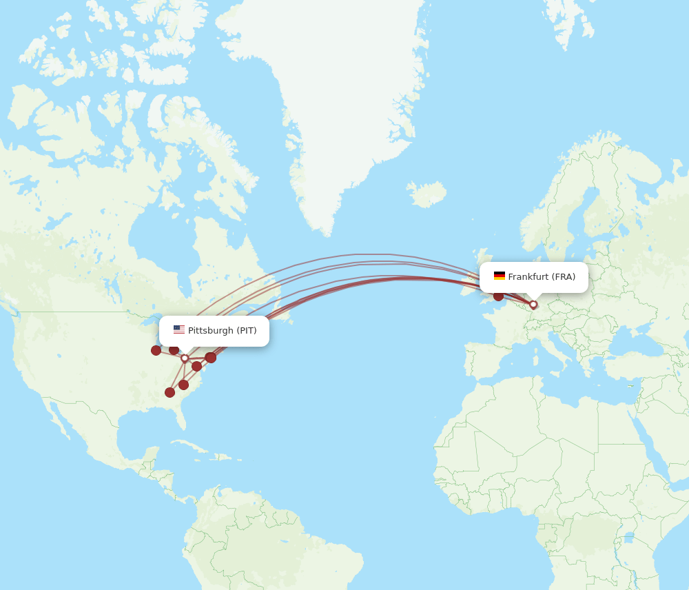 PIT to FRA flights and routes map