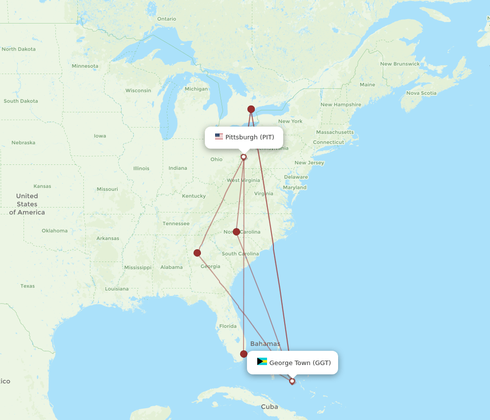 PIT-GGT flight routes