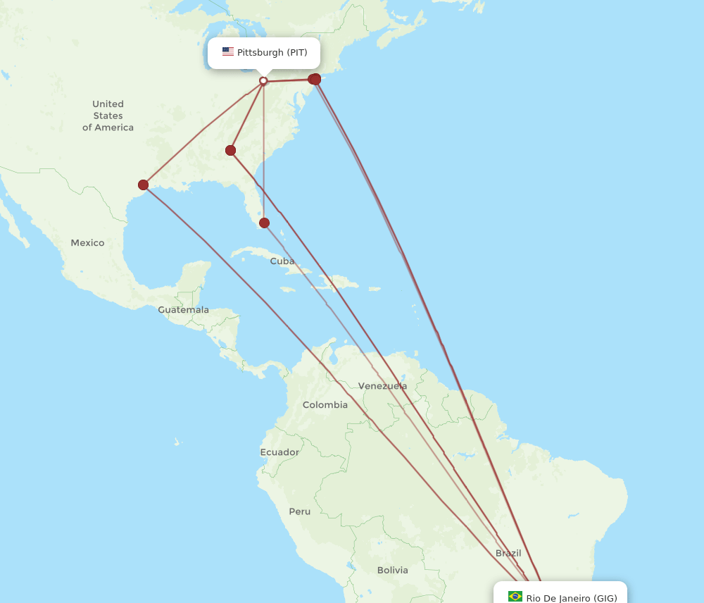 PIT-GIG flight routes