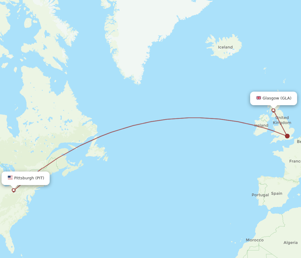 PIT-GLA flight routes