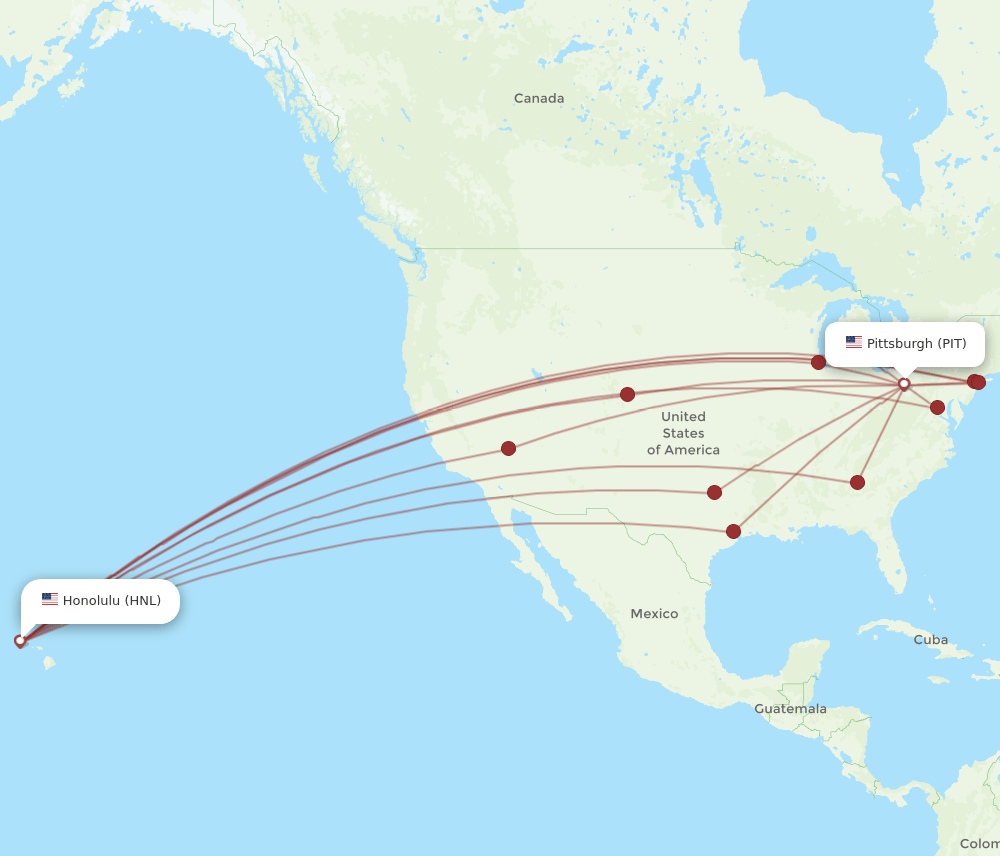 PIT-HNL flight routes