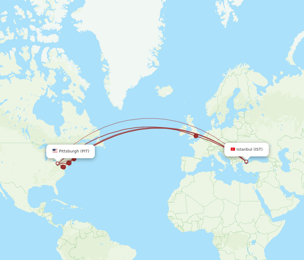 PIT-IST flight routes