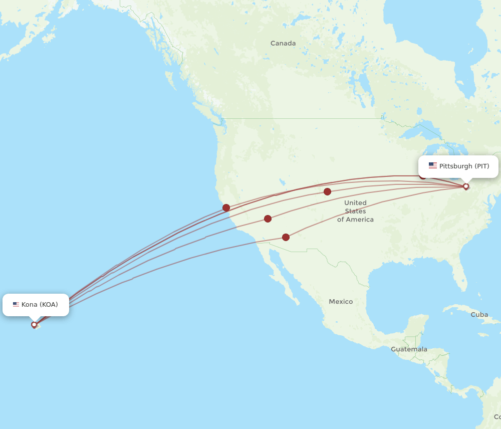 PIT-KOA flight routes