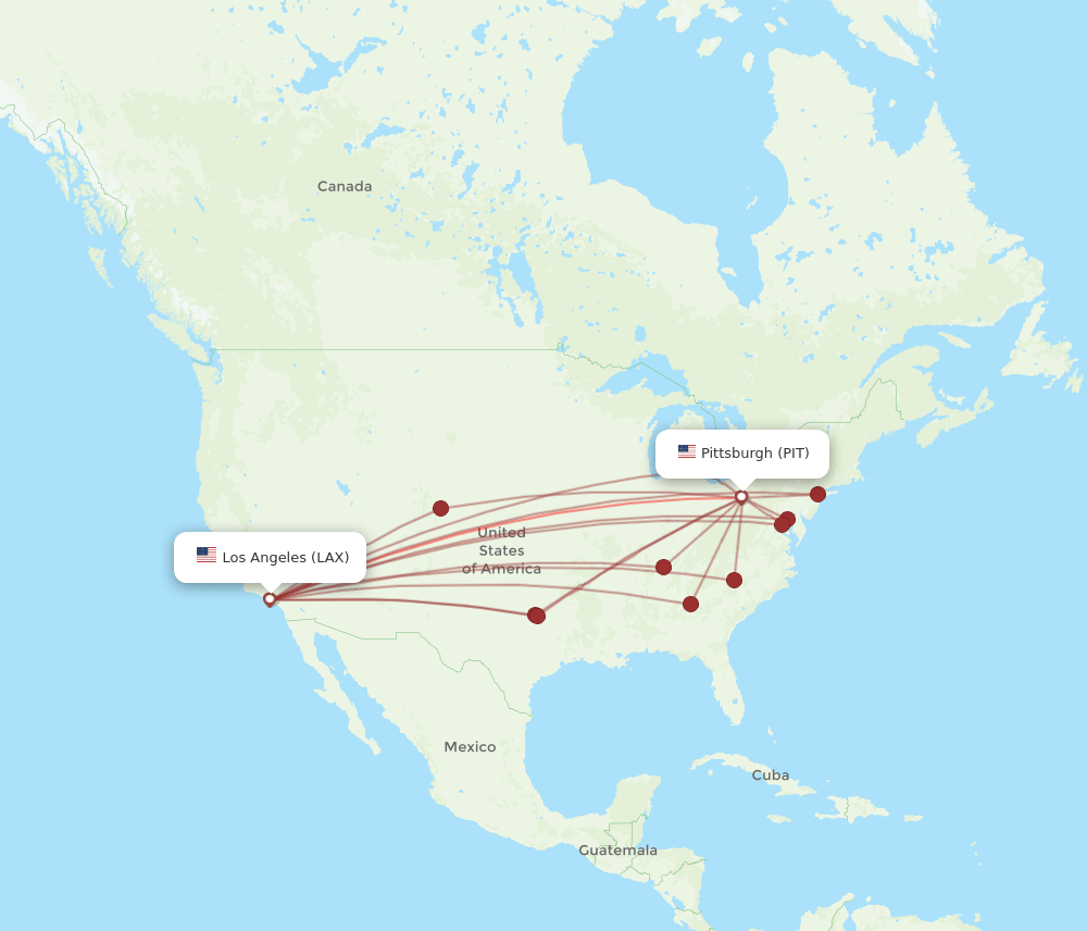 PIT-LAX flight routes